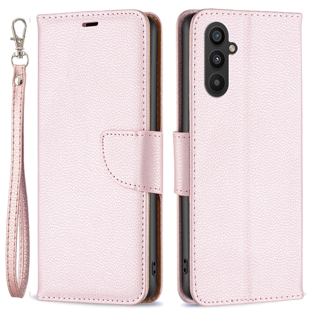 For Samsung Galaxy A25 5G PU Leather Phone Case Wallet Litchi Texture Stand Anti-drop Phone Cover with Strap For Samsung Galaxy A25 5G PU Leather Phone Case Wallet Litchi Texture Stand Anti-drop Phone Cover with Strap